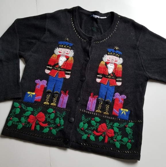 Vintage | Ugly Christmas Sweater Cardigan Festive - Picture 1 of 8